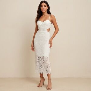 New! Amable by Mable Lace Cutout White Midi Dress 🤍 Small NWT!